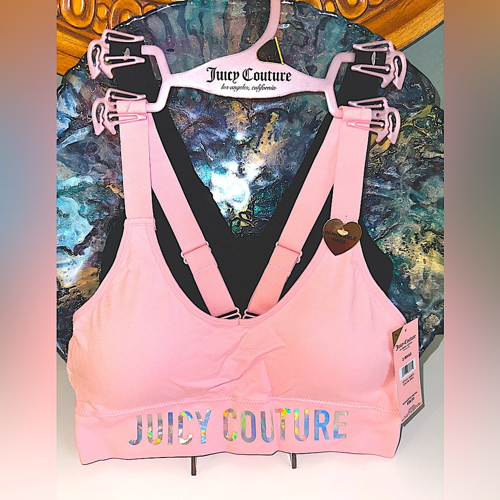 Juicy Couture Bling Logo Sports Bra Great Support Sz Medium NEW